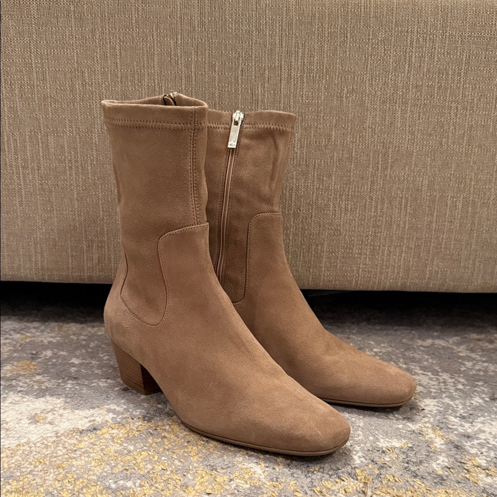 Aquatalia Beige Sandi Stretch Suede Booties